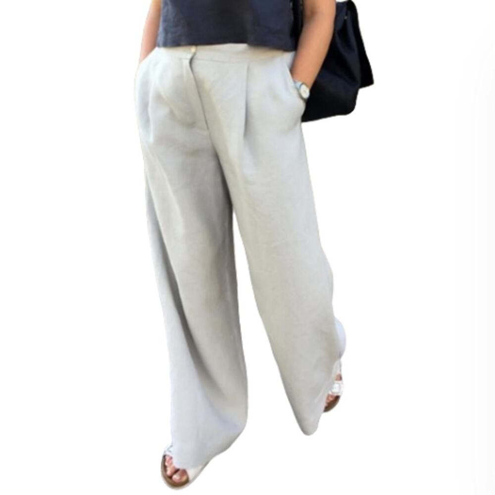 MATUTU  Linen Style women's wide leg linen pleated pants - SIZE LARGE